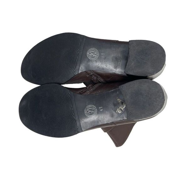 Arnold Churgin Womens Double Buckle Leather Side Zip Riding Boots Brown Size 41 - Picture 7 of 10